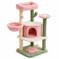 Albero tiragraffi multilivello per gatti 60 × 45 × 105 cm, rosa, verde, beige e bianco, con cuccia e amaca