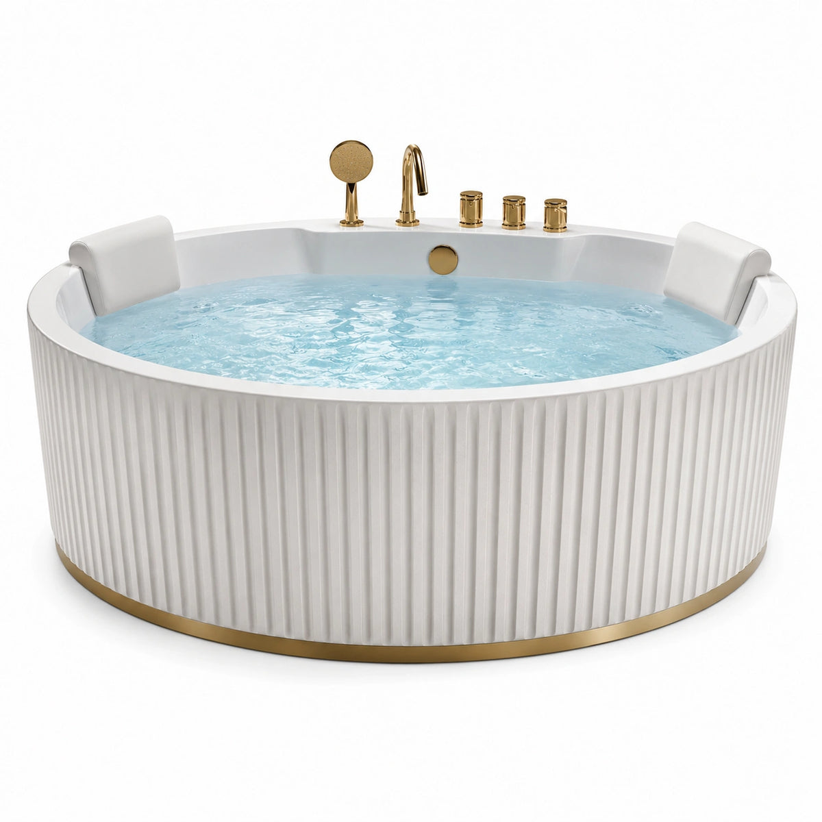 Vasca idromassaggio rotonda Ø 180 × H 75 cm bianca con dettagli dorati