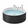 Vasca freestanding rotonda Ø 150 × H 60 cm in acrilico nero e bianco con rubinetteria integrata