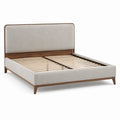 Letto matrimoniale imbottito 160 × 200 cm beige e marrone con testiera e rete a doghe