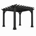 Pergola autoportante in legno nero 305 × 305 × 244 cm con tetto aperto e dettagli classici
