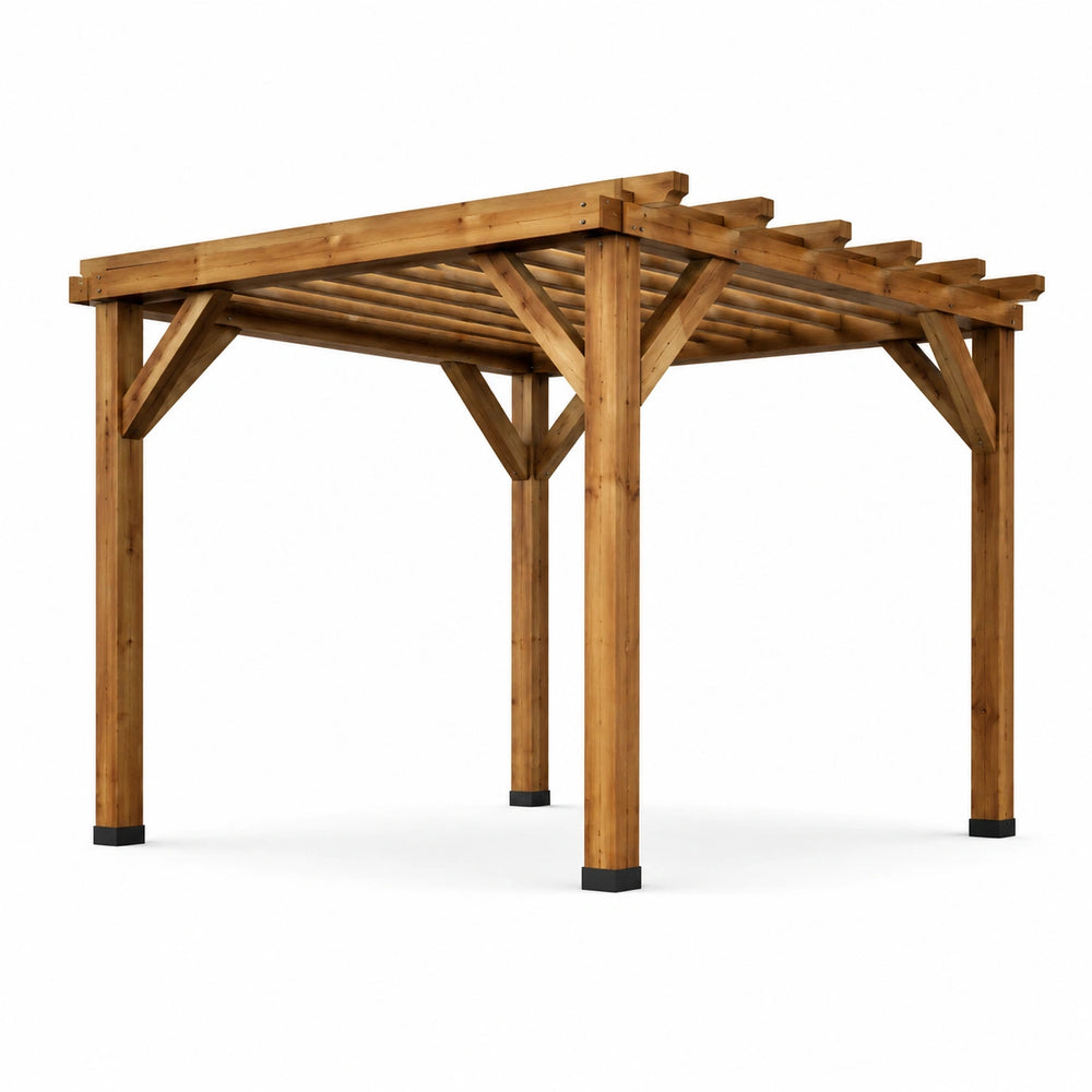 Pergola autoportante in legno marrone e nero, 305 x 305 x 244 cm, stile rustico