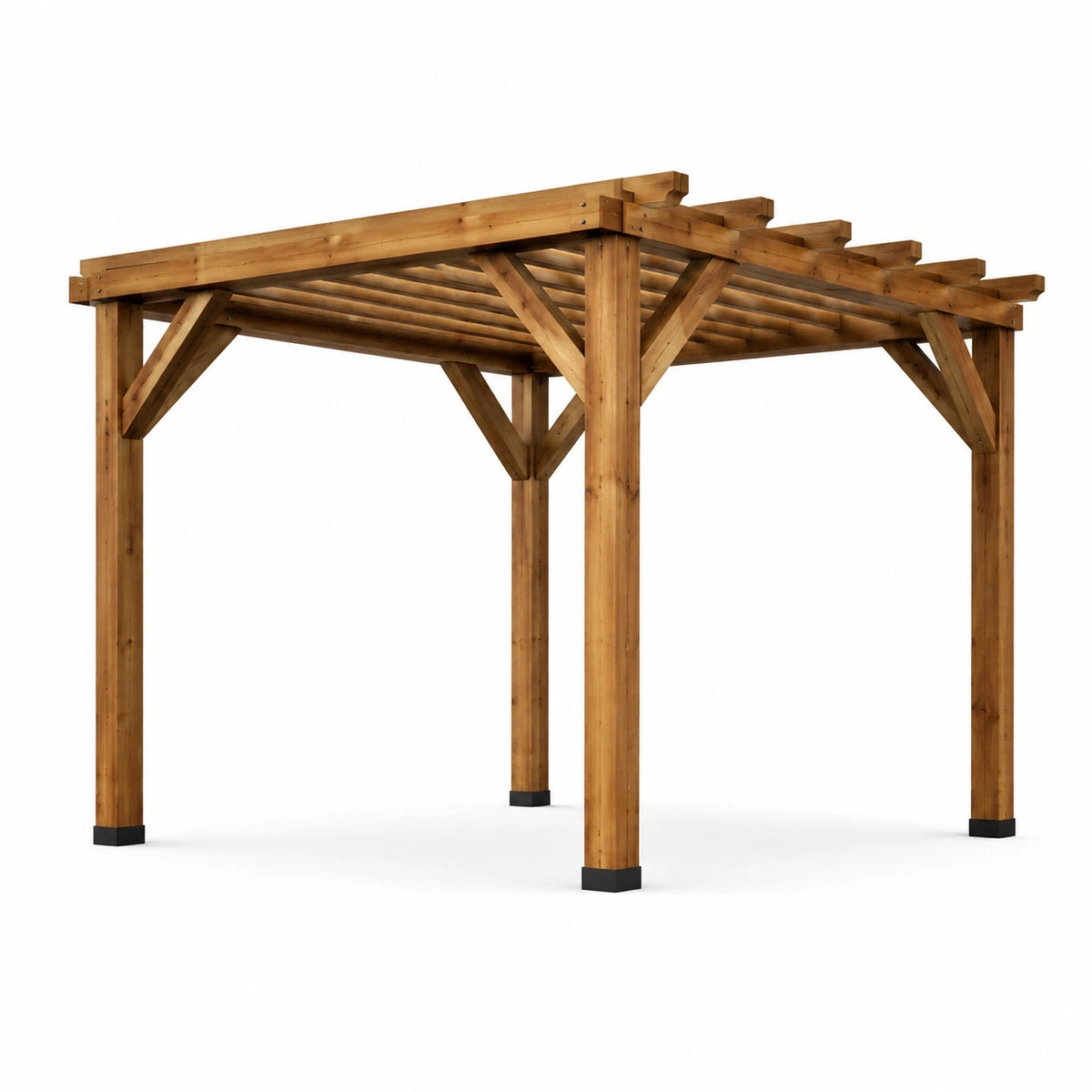 Pergola autoportante in legno marrone e nero, 305 x 305 x 244 cm, stile rustico