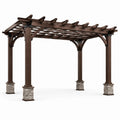 Pergola da giardino in legno marrone scuro, stile rustico, 400 × 300 × 270 cm