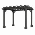 Pergola da giardino in legno antracite con copertura a listelli, 366 × 305 × 244 cm