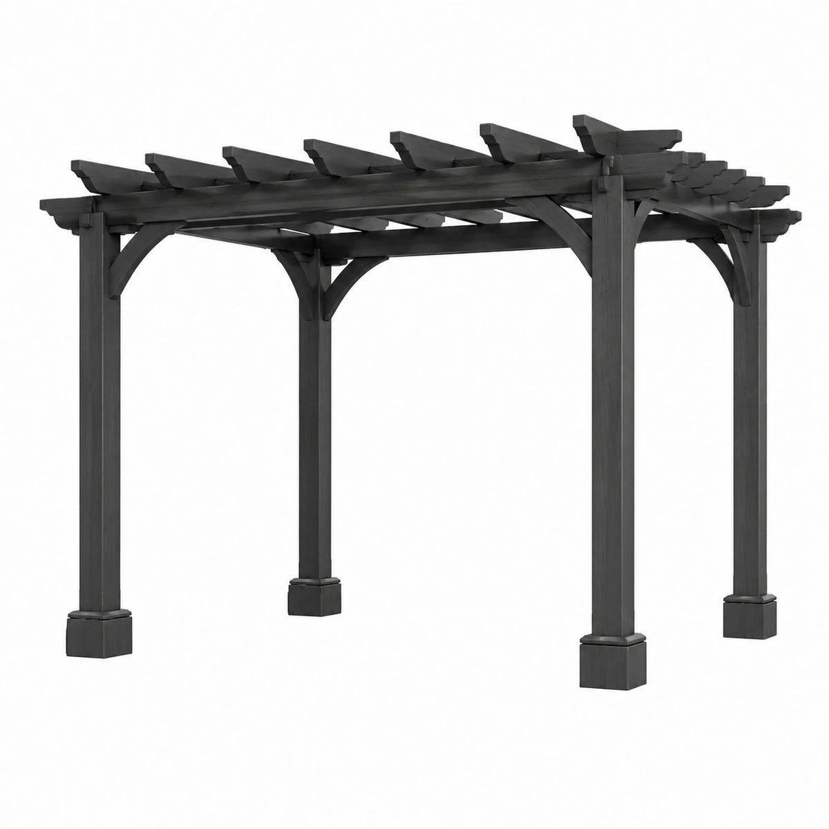 Pergola da giardino in legno antracite con copertura a listelli, 366 × 305 × 244 cm