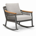 Sedia a dondolo moderna da giardino 79 × 96 × 97 cm in metallo, corda e legno, grigio