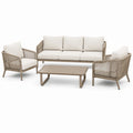 Set da giardino moderno beige e crema, 4 pezzi con divano 195 × 78 × 76 cm, 2 poltrone 75 × 78 × 76 cm e tavolino 110 × 60 × 38 cm