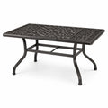Tavolo rettangolare in metallo nero con piano traforato ornamentale, 150 × 90 × 74 cm