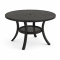 Tavolo rotondo da esterno in metallo nero Ø 106 × 71 cm con foro per ombrellone e ripiano